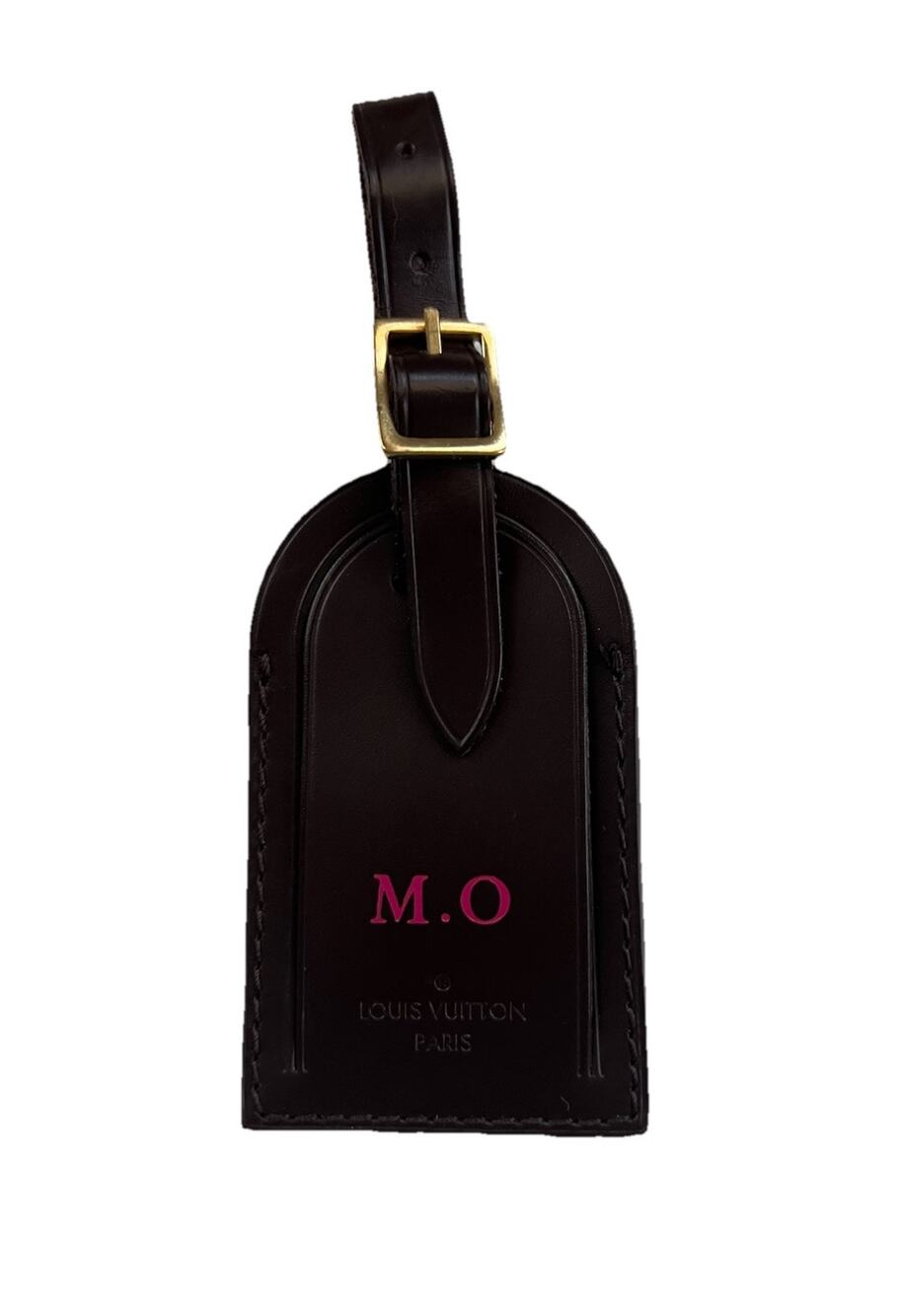 Louis Vuitton Paris Name Tag w/ MO Initiials Damier Ebene Gold-tone UEC